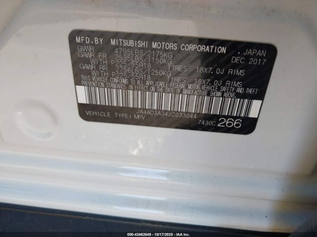 2018 MITSUBISHI OUTLANDER JA4AD3A34JZ033044 Photo 8