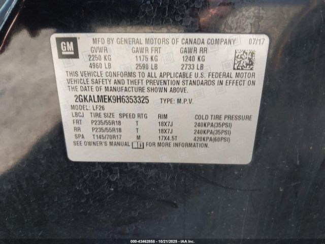 2017 GMC TERRAIN 2GKALMEK9H6353325 Photo 8