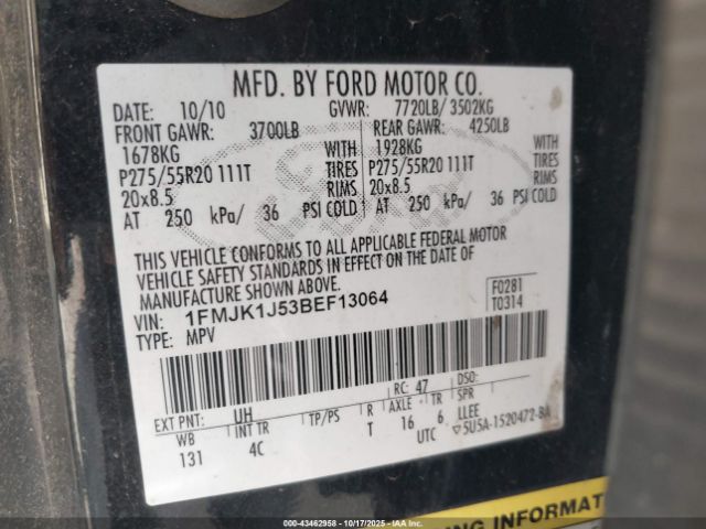 2011 FORD EXPEDITION EL 1FMJK1J53BEF13064 Photo 8