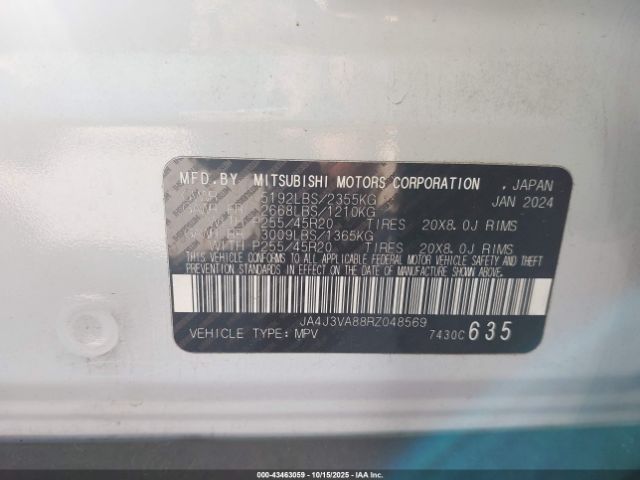 2024 MITSUBISHI OUTLANDER JA4J3VA88RZ048569 Photo 8