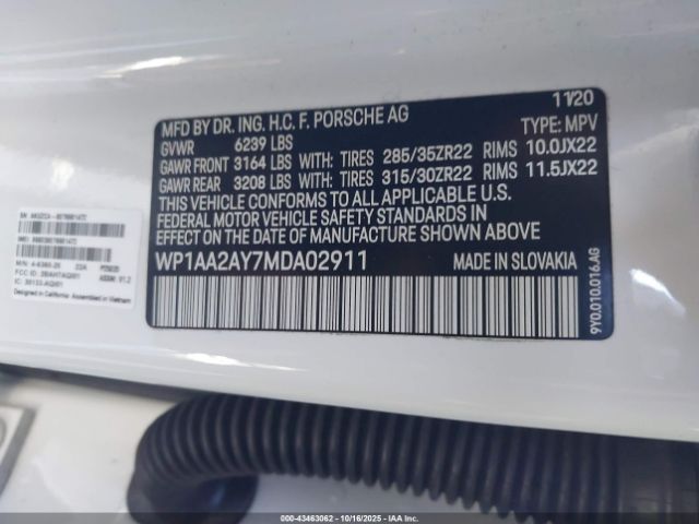 2021 PORSCHE CAYENNE WP1AA2AY7MDA02911 Photo 8