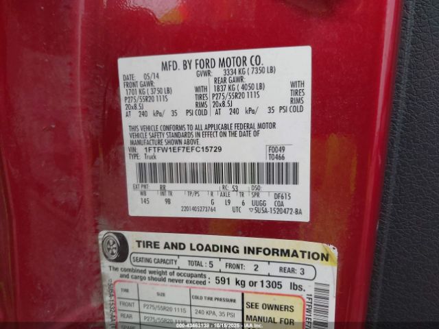 2014 FORD F-150 1FTFW1EF7EFC15729 Photo 8