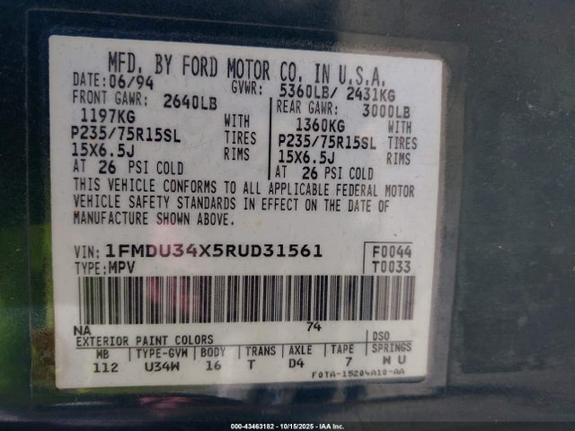 1994 FORD EXPLORER 1FMDU34X5RUD31561 Photo 8