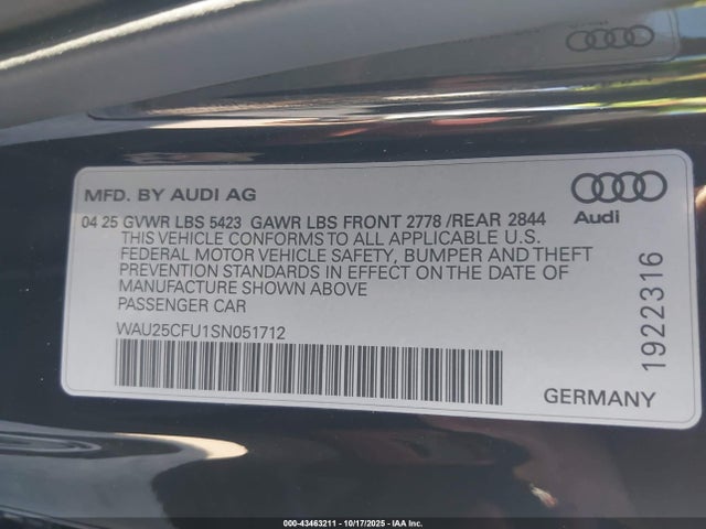 WAU25CFU1SN051712 Audi All-new S5 Premium Plus Tfsi Quattro S Tronic