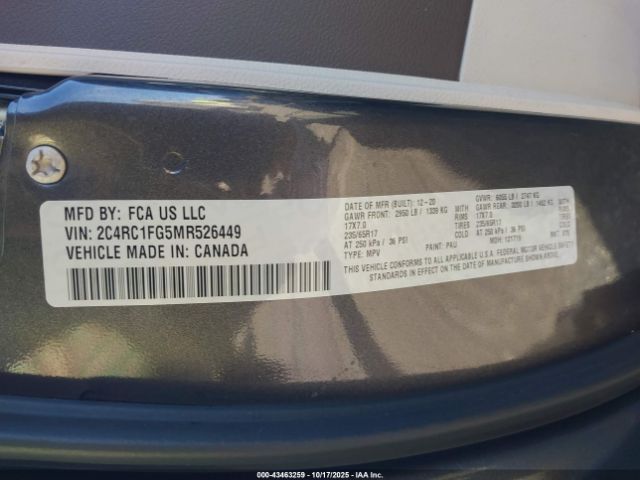 2021 CHRYSLER PACIFICA 2C4RC1FG5MR526449 Photo 8