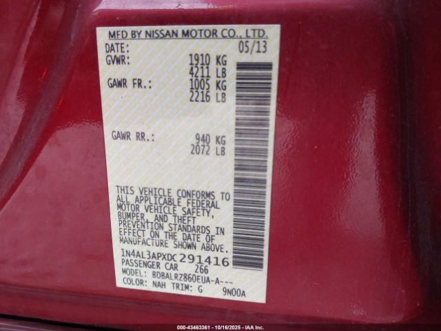 2013 NISSAN ALTIMA 1N4AL3APXDC291416 Photo 8
