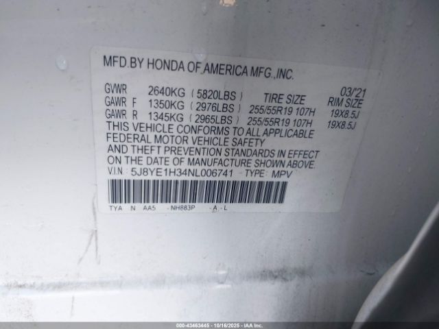 2022 ACURA MDX 5J8YE1H34NL006741 Photo 8
