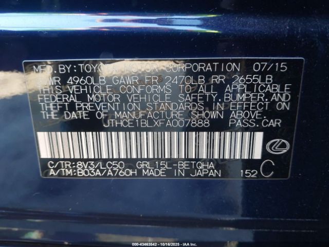 2015 LEXUS GS 350 JTHCE1BLXFA007888 Photo 8