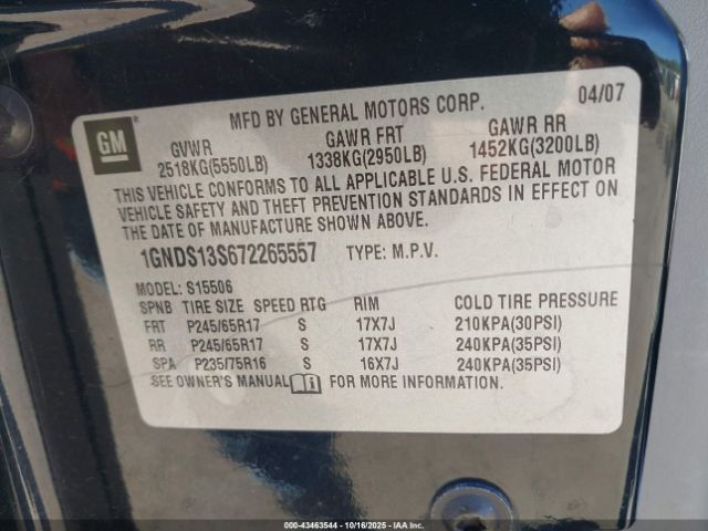 2007 CHEVROLET TRAILBLAZER 1GNDS13S672265557 Photo 8