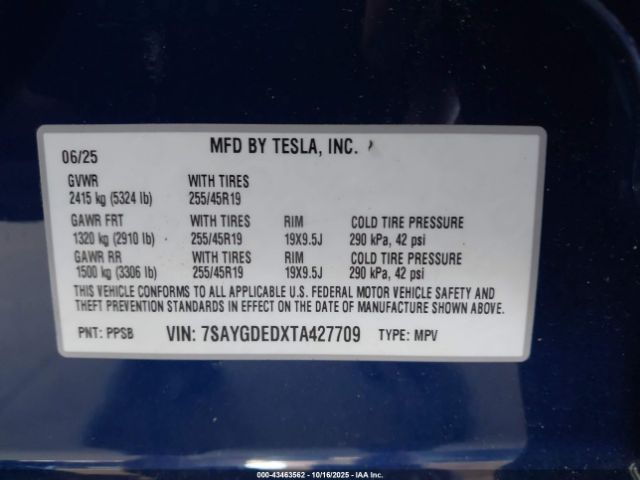 2026 TESLA MODEL Y 7SAYGDEDXTA427709 Photo 8