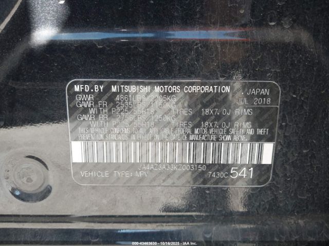 2019 MITSUBISHI OUTLANDER JA4AZ3A33KZ003150 Photo 8