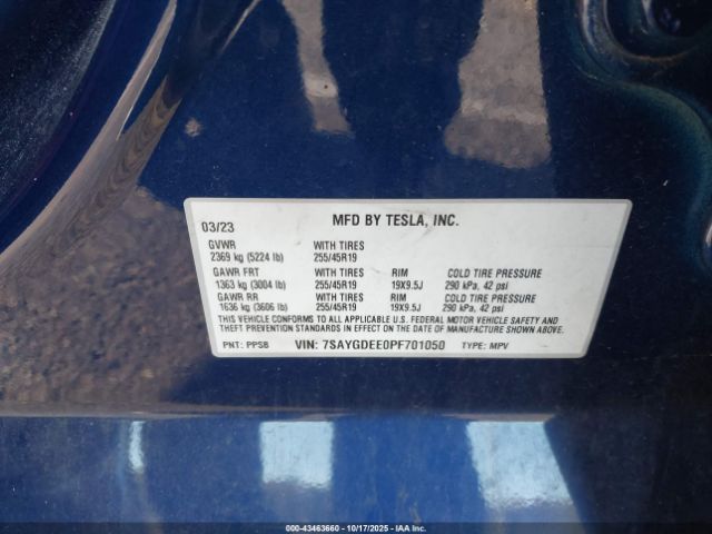 2023 TESLA MODEL Y 7SAYGDEE0PF701050 Photo 8