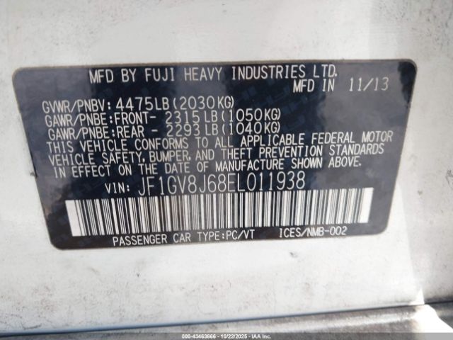 2014 SUBARU IMPREZA WRX JF1GV8J68EL011938 Photo 8