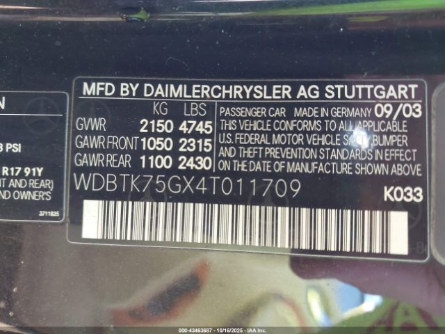 2004 MERCEDES-BENZ CLK 500 WDBTK75GX4T011709 Photo 8