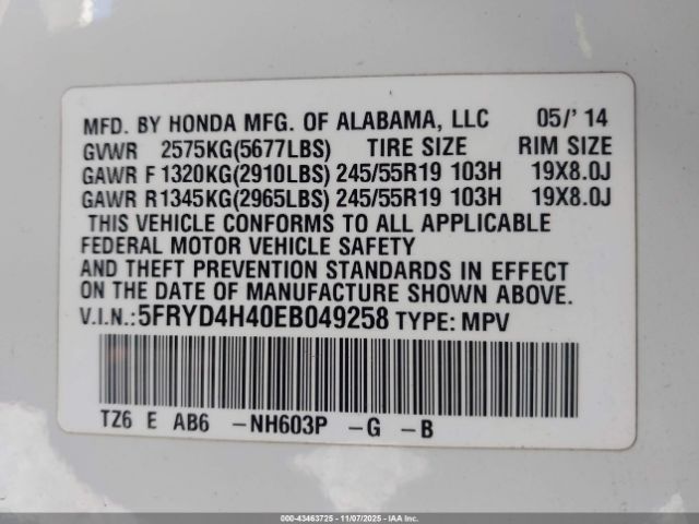 2014 ACURA MDX 5FRYD4H40EB049258 Photo 8