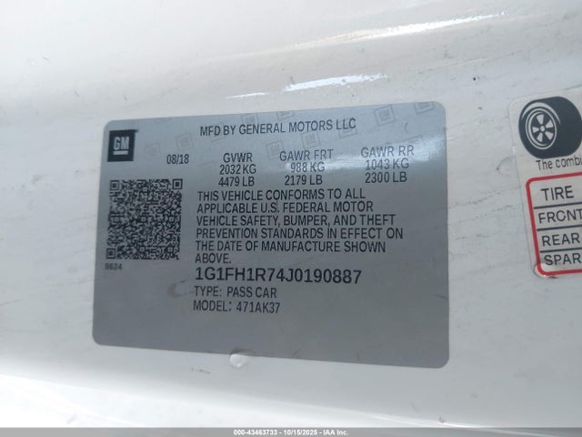 1G1FH1R74J0190887 Chevrolet CAMARO 2SS