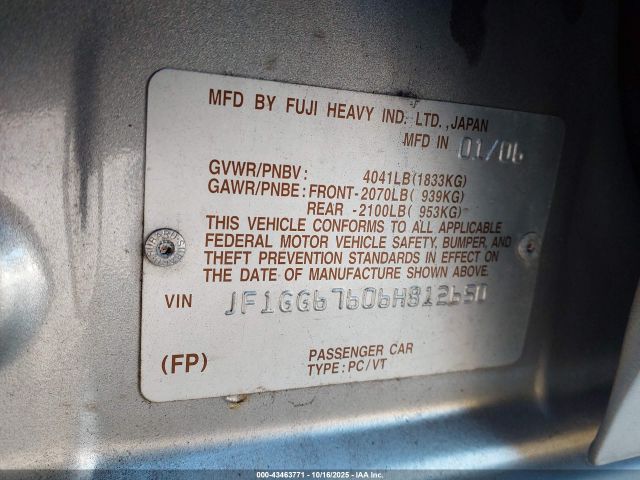 2006 SUBARU IMPREZA JF1GG67606H812650 Photo 8