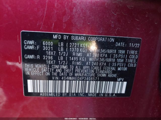 2023 SUBARU ASCENT 4S4WMAED4P3408571 Photo 8