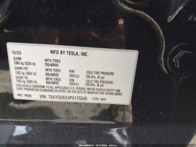 2023 TESLA MODEL Y 7SAYGDEE4PA176345 Photo 8