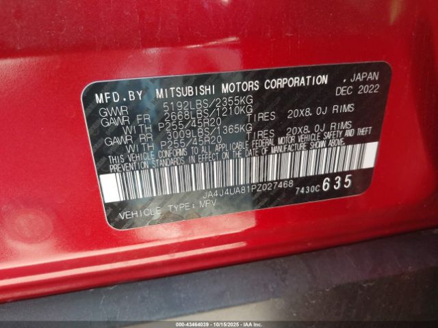 2023 MITSUBISHI OUTLANDER JA4J4UA81PZ027468 Photo 8