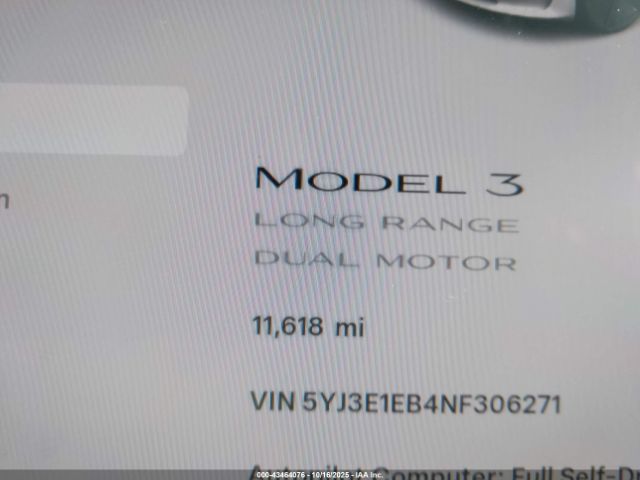 2022 TESLA MODEL 3 5YJ3E1EB4NF306271 Photo 6