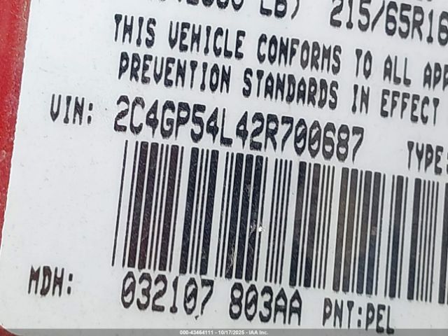 2002 CHRYSLER TOWN & COUNTRY 2C4GP54L42R700687 Photo 8