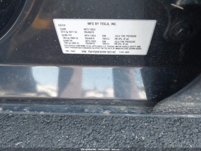 2024 TESLA MODEL Y 7SAYGDED2RF182142 Photo 8
