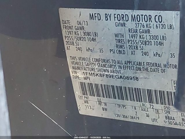 2014 FORD EXPLORER 1FM5K8F89EGA08958 Photo 8