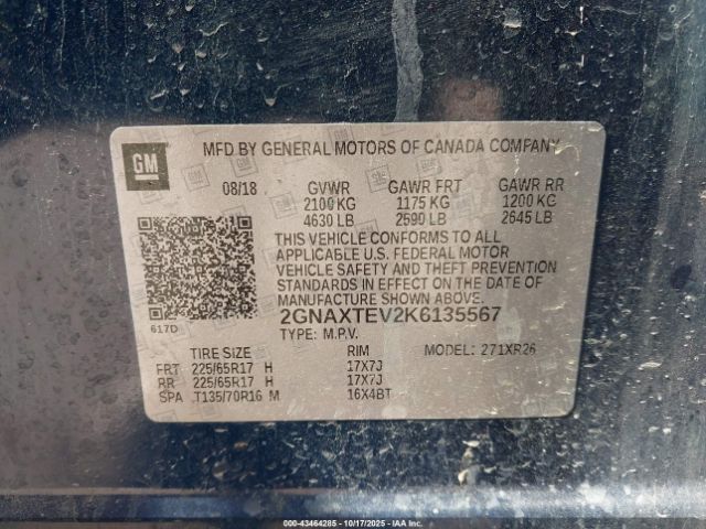 2019 CHEVROLET EQUINOX 2GNAXTEV2K6135567 Photo 8