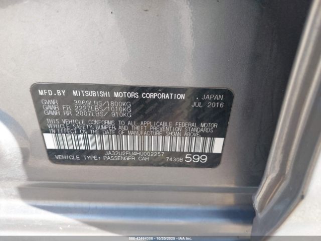 2017 MITSUBISHI LANCER JA32U2FU4HU002257 Photo 8