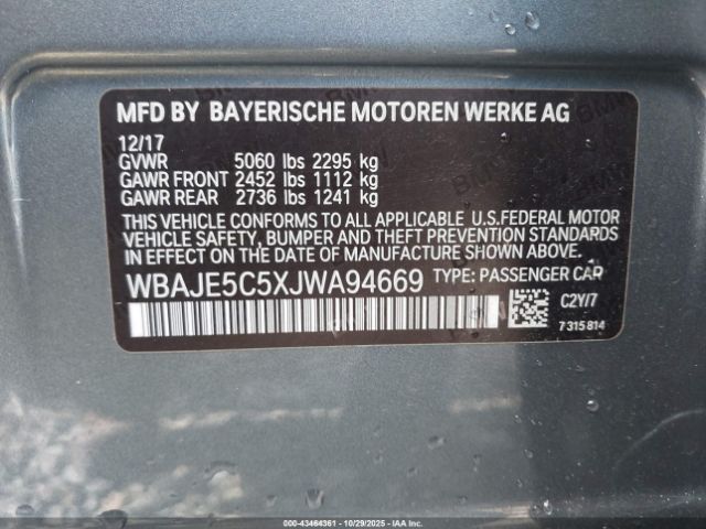 2018 BMW 540I WBAJE5C5XJWA94669 Photo 8
