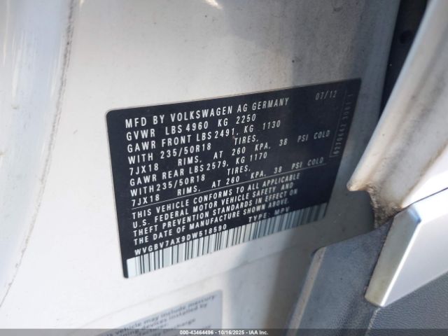 2013 VOLKSWAGEN TIGUAN WVGBV7AX9DW518590 Photo 8