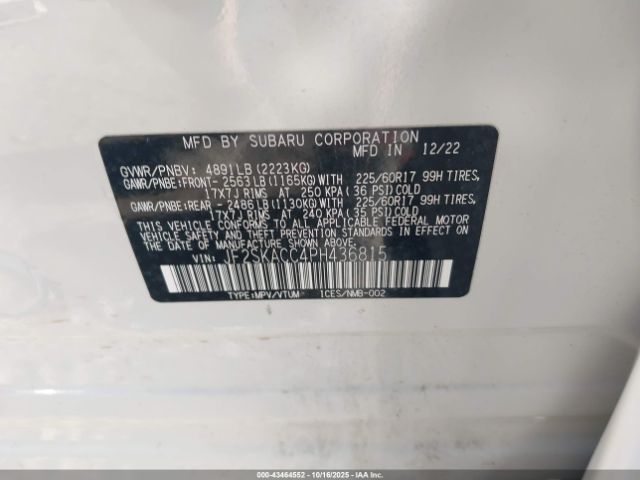 2023 SUBARU FORESTER JF2SKACC4PH436815 Photo 8