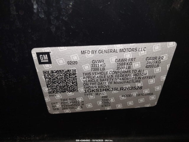 1GKS1HKJ8LR263528 GMC Yukon Xl 2wd Denali