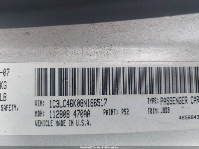 2008 CHRYSLER SEBRING 1C3LC46K08N186517 Photo 8