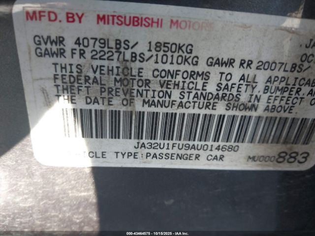 2010 MITSUBISHI LANCER JA32U1FU9AU014680 Photo 8