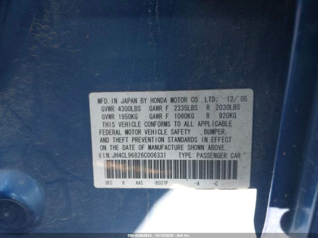 2006 ACURA TSX JH4CL96826C006331 Photo 8