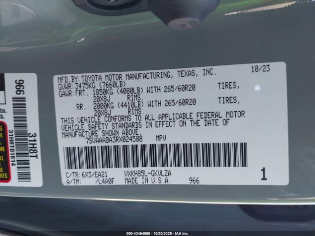 2024 TOYOTA SEQUOIA 7SVAAABA3RX024588 Photo 8