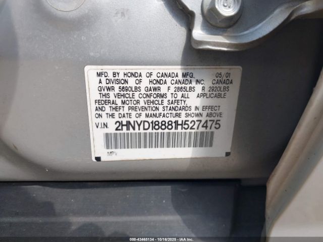 2001 ACURA MDX 2HNYD18881H527475 Photo 8