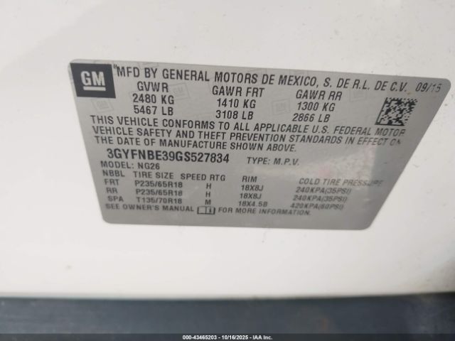 2016 CADILLAC SRX 3GYFNBE39GS527834 Photo 8