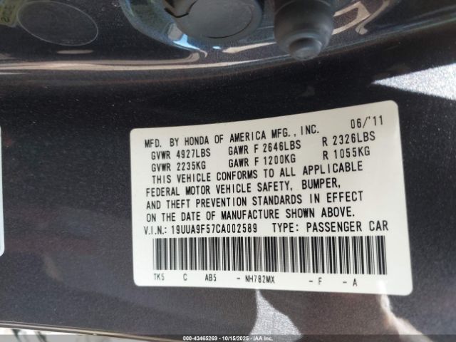 2012 ACURA TL 19UUA9F57CA002589 Photo 8