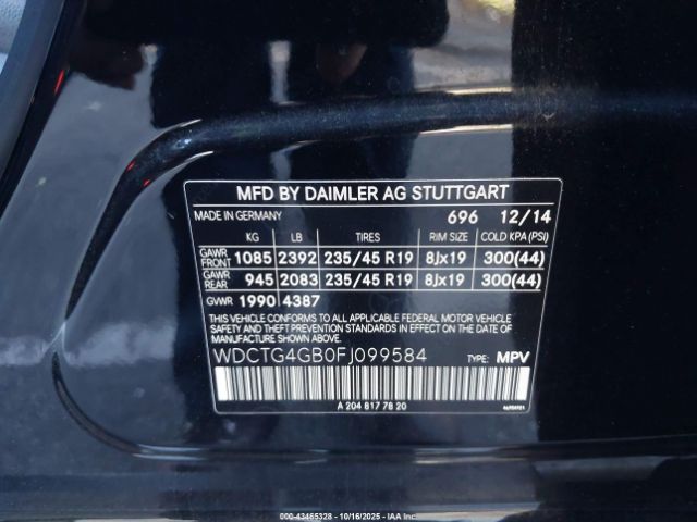 2015 MERCEDES-BENZ GLA 250 WDCTG4GB0FJ099584 Photo 8