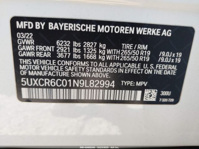 2022 BMW X5 5UXCR6C01N9L82994 Photo 8