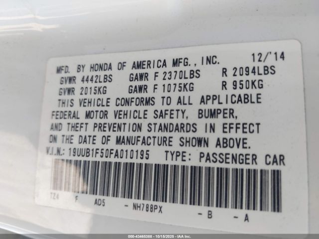 2015 ACURA TLX 19UUB1F50FA010195 Photo 8