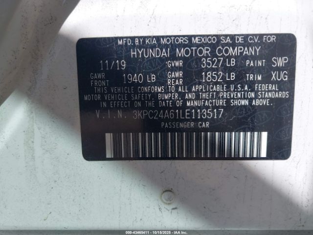 2020 HYUNDAI ACCENT 3KPC24A61LE113517 Photo 8