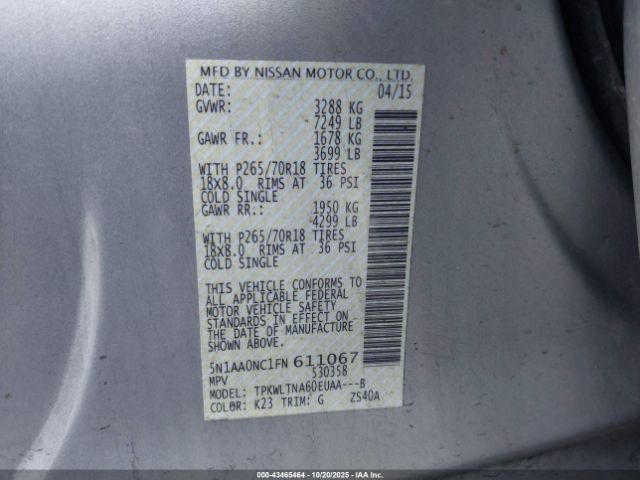 2015 NISSAN ARMADA 5N1AA0NC1FN611067 Photo 8