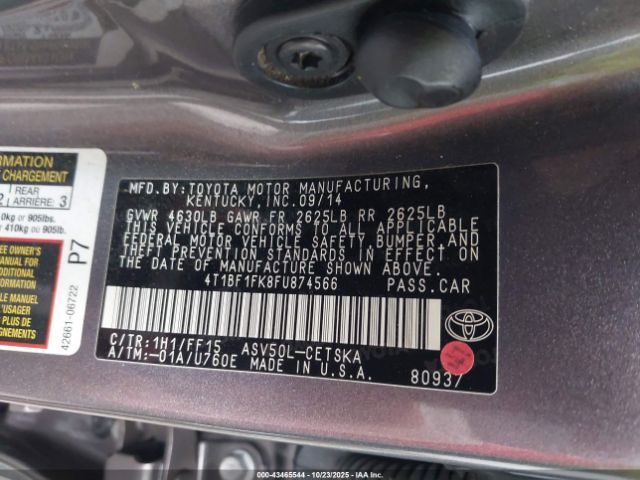 2015 TOYOTA CAMRY 4T1BF1FK8FU874566 Photo 8