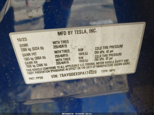 2023 TESLA MODEL Y 7SAYGDEE0PA174320 Photo 8