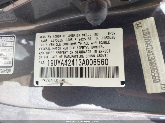 2003 ACURA CL 19UYA42413A006560 Photo 8
