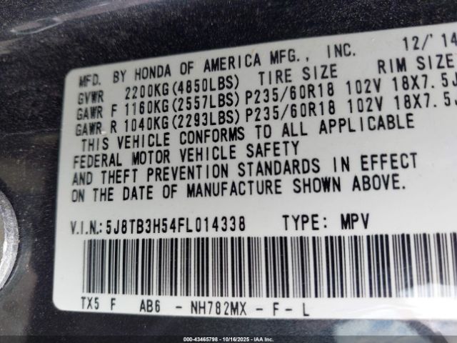 2015 ACURA RDX 5J8TB3H54FL014338 Photo 8